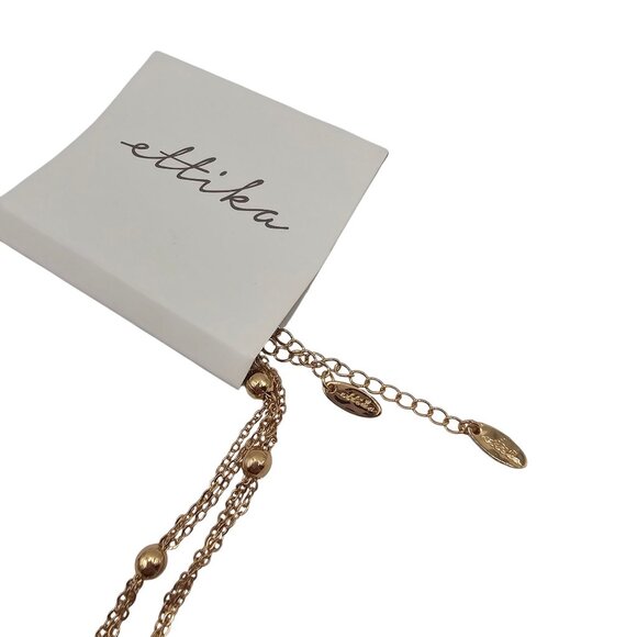 Ettika 18K Gold Plated Layered Ball Drop Rustic Chic Boho Statement Necklace NWT - Picture 8 of 8